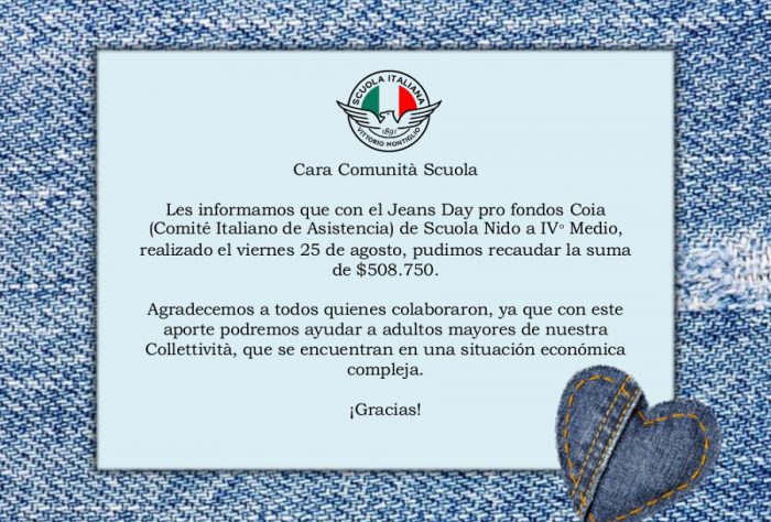 Agradecimientos Jeans Day Solidario 25 agosto