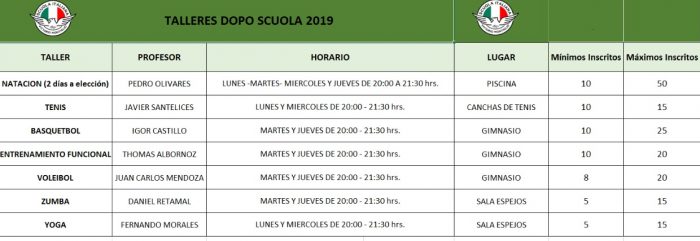 Horarios dopo web